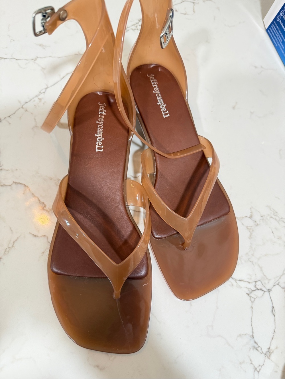 Jeffrey Campbell Tan Brown Strappy Square-Toe Sandal